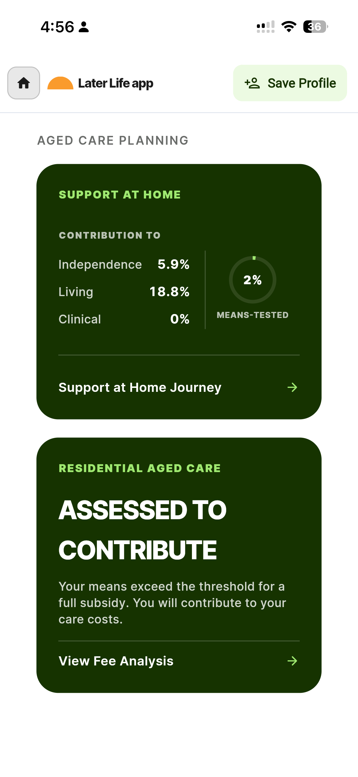 Later Life App Screen
